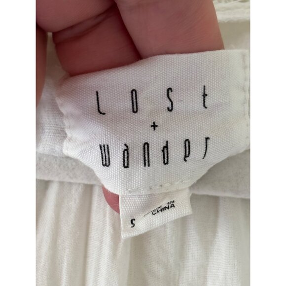 Lost + Wander Lace Crochet  V-Neck Tunic Dress White With Long Sleeves - Picture 4 of 13